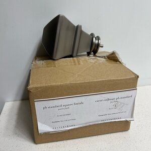 Pottery Barn Square Pewter Finials Set of 2 Open Box